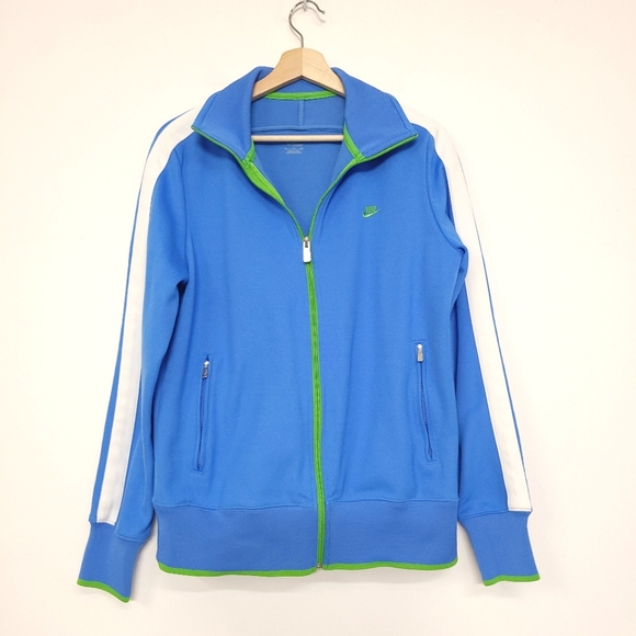 NIKE FULL ZIP COLOR BLUE,GREEN, WHITE ATHLETIC TRACK JACKET - SIZE XL. - Picture 1 of 13